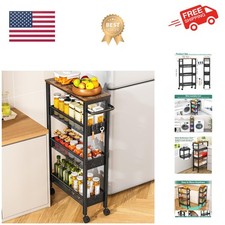 Narrow Rolling Storage Cart with 4 Tiers - Ideal for Effortless Organization