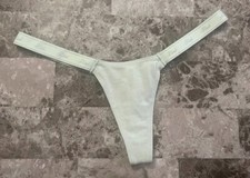 VICTORIA'S SECRET PINK GREEN SHIMMER MICRO TINY LOGO SIDE STRAPS THONG PANTIES