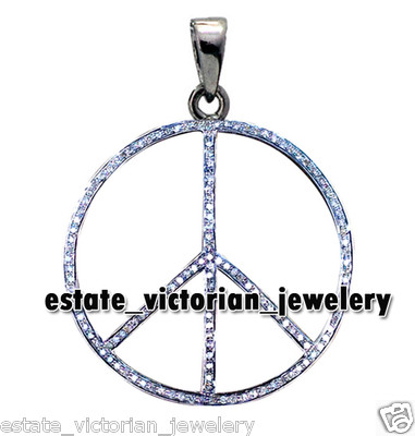 2.45ctw Genuine Old Mine Rose Cut Diamond Silver Victorian Peace Sign Pendants