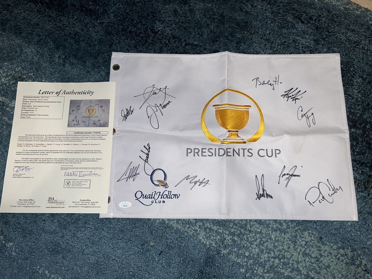USA Team Signed Official 2022 Presidents Cup Flag Scheffler Speith