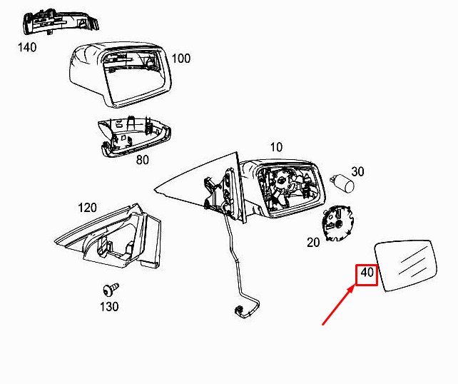 Neu Mercedes-Benz CLA C117 Türspiegelglas vorne rechts A2468101421 Original