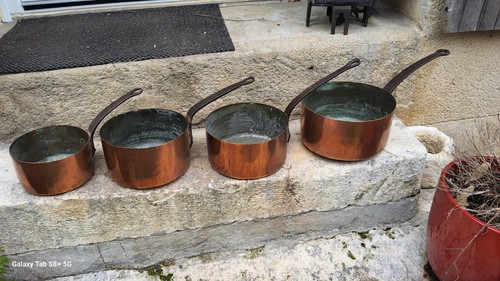 Lot De 4 Casseroles En Cuivre étamé – Pour Gaz, Bon état