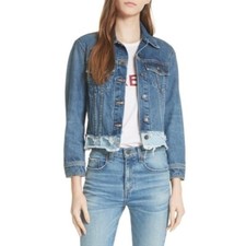 Veronica Beard Women's Marianne Patch Jean Jacket Denim In Double Wash Size S
