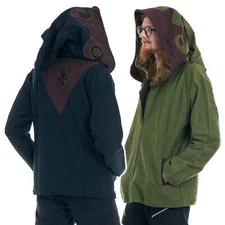 Mens Wizard Hood Jacket, Elven Elf Cosplay, Mans Psy Trance Pixie Jacket