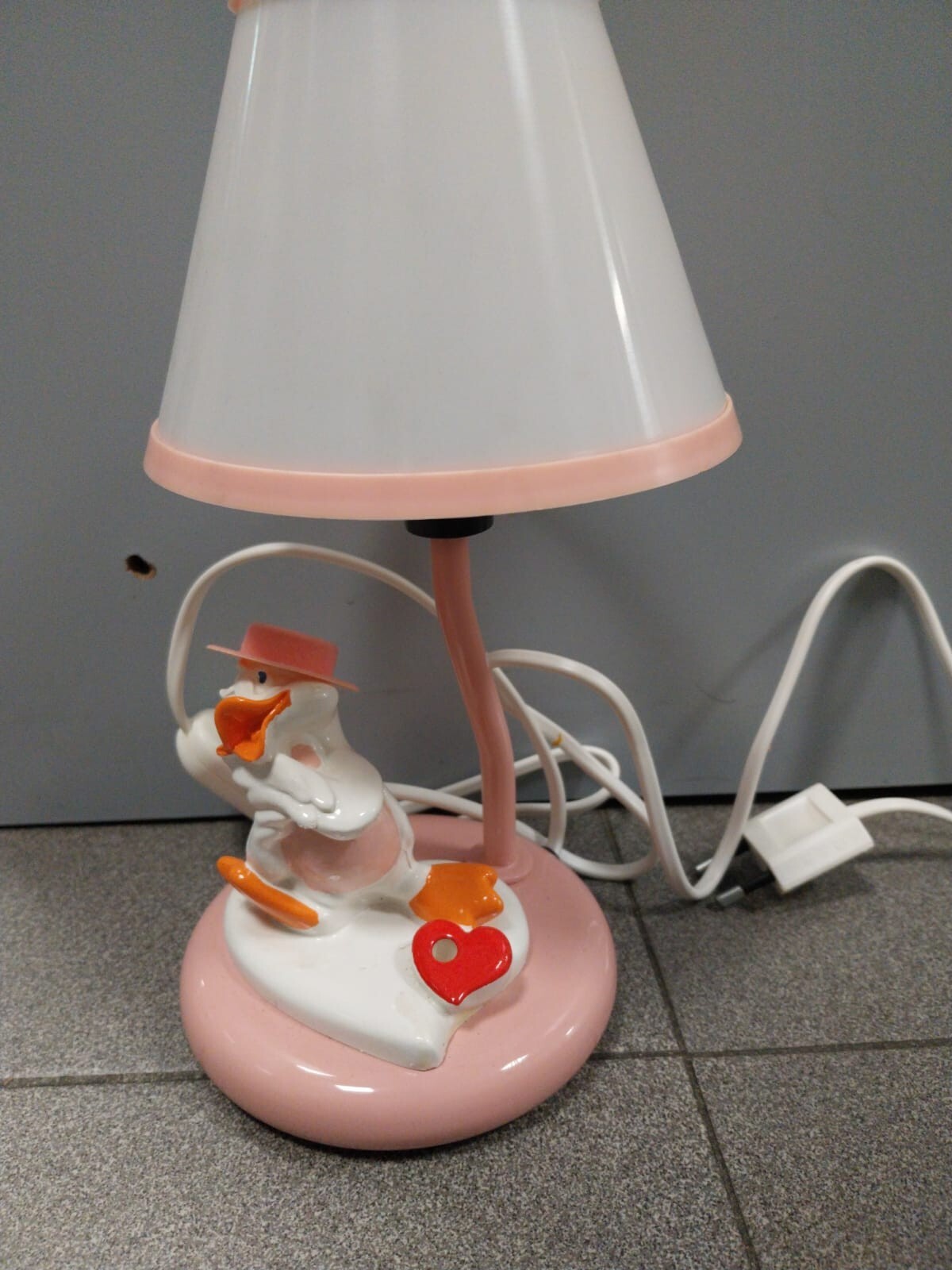 Lampada papera h 24 cm circa bimba spina da comodino vintage da collezione