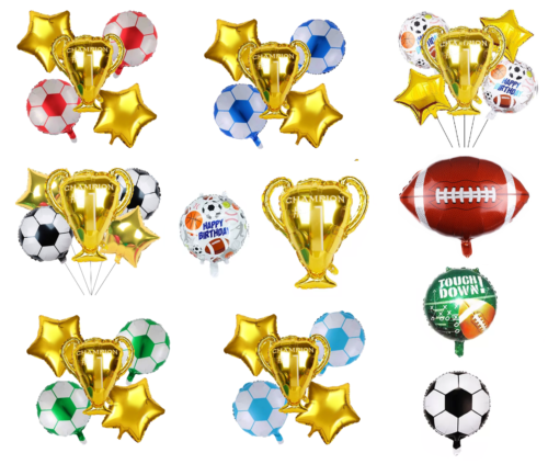 Football Balloons Foil & Latex sets Champion red green Birthday party decoration - Picture 1 of 11