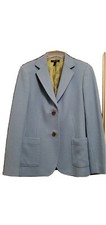 LANDS END Womens Blue sky Wool Blazer Jacket 3 Buttons Sz 12