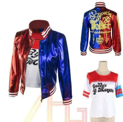 Dame Karneval Harley Quinn Cosplay Kostüm Set Suicide Squad Jacket Outfit Suit J - Bild 2 von 3