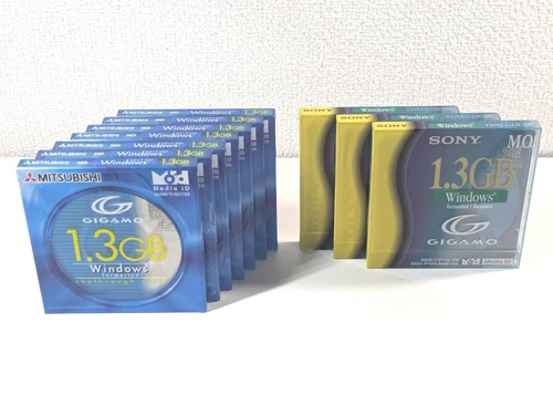 【SEALED x 10】MITSUBISHI & SONY Gigamo Rewritable MO Magneto Optical Disk 1.3GB