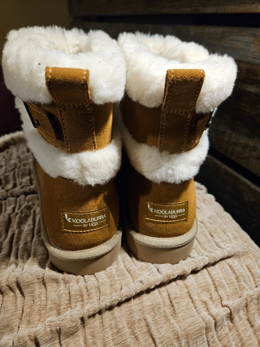 Koolaburra by UGG Suede Mini Winter Boots Barlee Chestnut Women s Size 11