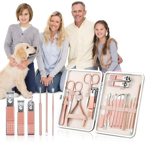 18PCS Manicure Pedicure Set Stainless Steel Nail Clipper Kit Grooming Tool Case - Picture 9 of 10