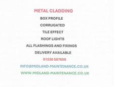 METAL ROOF SHEETS, BOX PROFILE, TILE EFFECT, GRP ROOFLIGHTS AND FIBRE CEMENT.