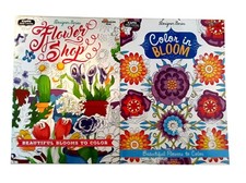 Flower Shop  Colors in Bloom Adult Kids Coloring Book Series Books 2 Pack NEW