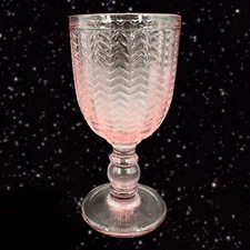 Vista Alegre Bicos Glass Goblets Pink Pink Glass Drinking Glass 6.5”Tall