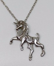 Sterling Silver Unicorn Pendant Necklace 16" Chain