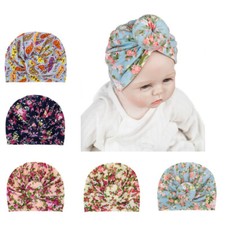5pcs Newborn Baby Girl Infant Cute Floral Hats Turban Knotted Headwrap Headwear