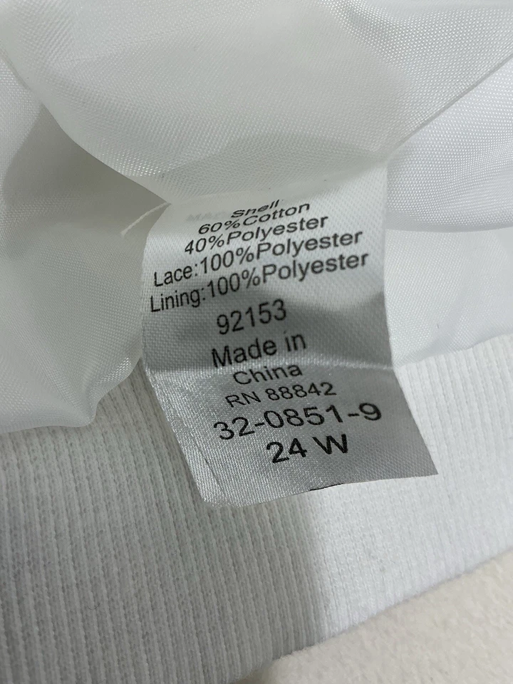 Womans Denim 24-7 White Lace Shear Sleeves Lined Front Zip Jacket Size 24 W - Image 4 of 4