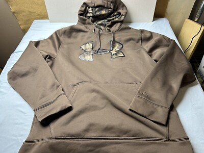 UNDER ARMOUR STORM Loose Fit Hoodie Military Brown Camo Coldgear Jacket  Adult S