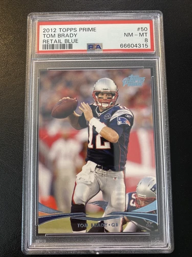 2012 Topps Prime Retail Blue # 50 Tom Brady - PSA 8 - Low POP-Patriots /9 Higher