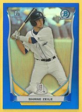2014 Bowman Draft Baseball Shane Zeile Rookie Blue Refractor Tigers 182/399