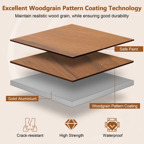 Folding Aluminum Camping Table Roll-Up Picnic Table w/ Carry Bag & Wood Grain - Foto 4 di 9