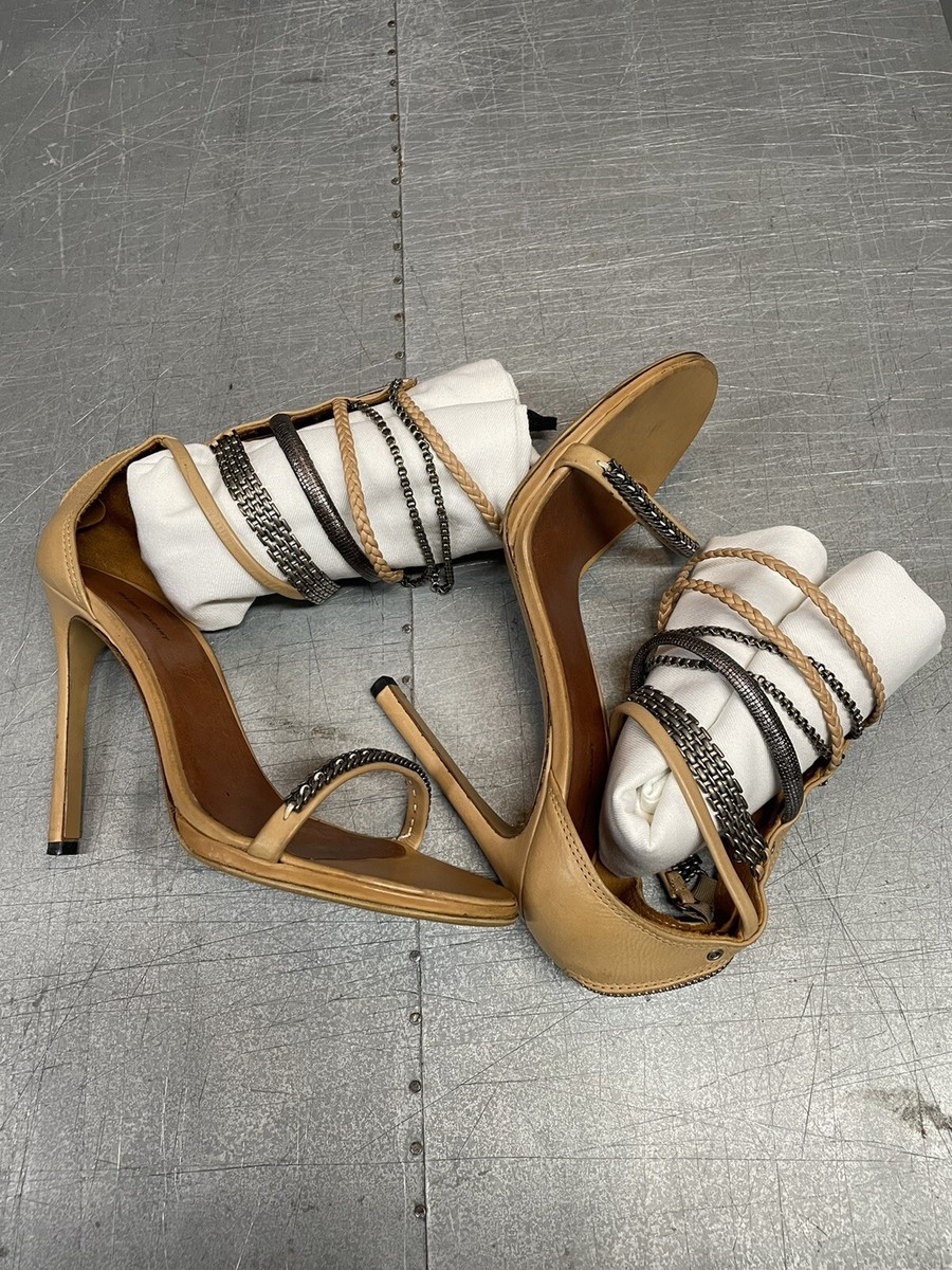 Isabel Marant Tan Leather Chain-Link Accents Sandals High
