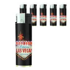 Las Vegas Lighter Set of 5 Design 01 Vacation City Lights Casino Gambling Shows