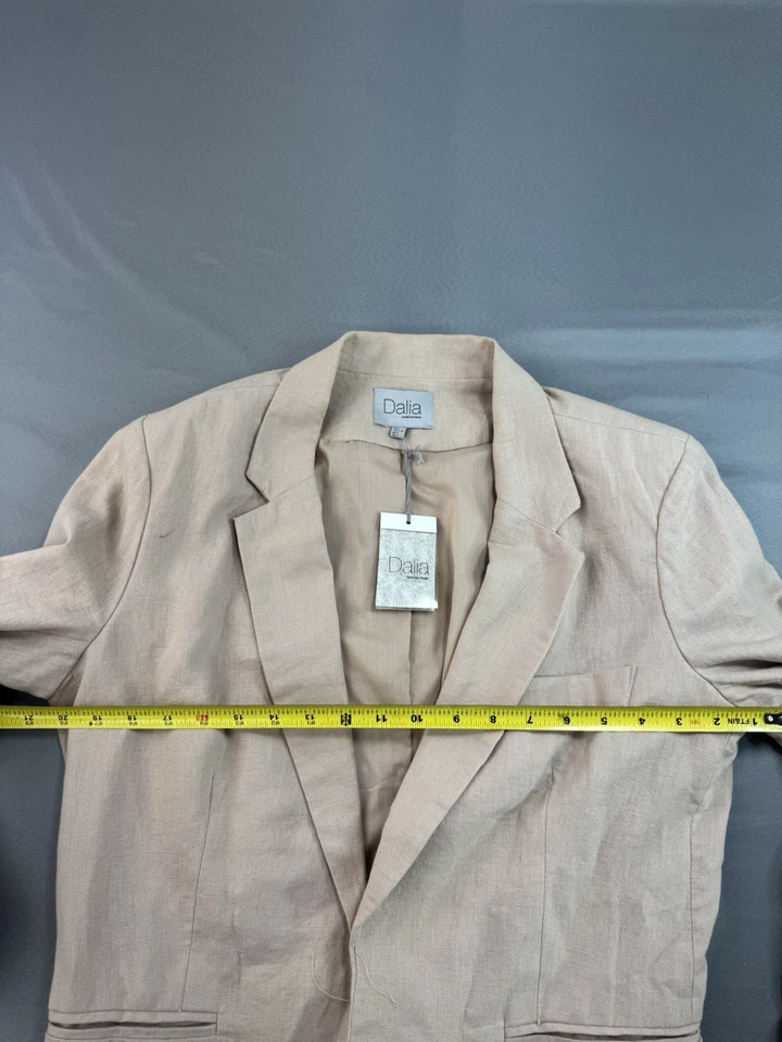 Blazer Dalia Frente Abierto Para Mujer Talla Grande Tostado Mezcla de Lino Traje Chaqueta NUEVO CON ETIQUETA Foto 4 de 4