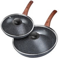 Bratpfannen Pfannenset Pfanne Granit Induktion Antihaft Black Wood 20 28 Cm 2Er