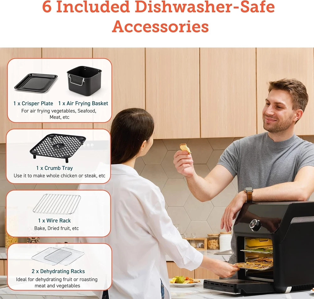 10QT Air Fryer Toaster Oven Combo with 14-in-1 Functions & Dehydrate