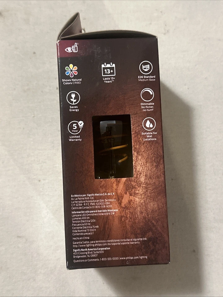 PHILIPS LED 60W A19 1-Pack Vintage Spiral Amber (2000K) 400 Lumen (6.5W = 60W) - Image 2 of 4