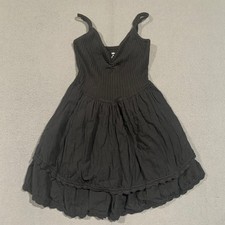 Aerie Black Fairy Babydoll Mini Dress Women Medium Crochet Trim Boho V-Neck