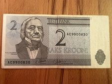 Banknote Estland 2 Kronen 1992 &ndash; Kaks Krooni &ndash; Karl Ernst von Baer &ndash; VF/EF