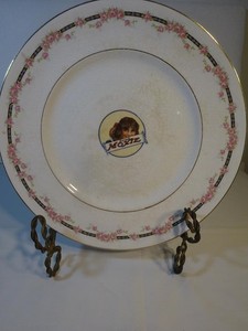 ANTIQUE SODA FOUNTAIN CHINA PLATE "MOXIE" 9 &1/4" Uncommon Pattern EARLY 1900s