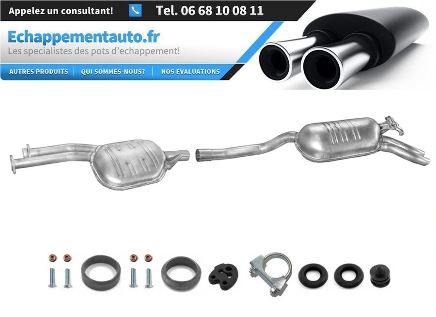 Échappement central et arrière pour Mercedes W124 260E et 300E berline en acier