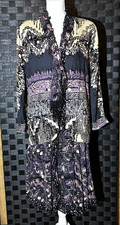 VTG CAROLE LITTLE 2PC Sz 4 Skirt Sz 6 2-Fer Jacket Rayon Set Purple Multicolor