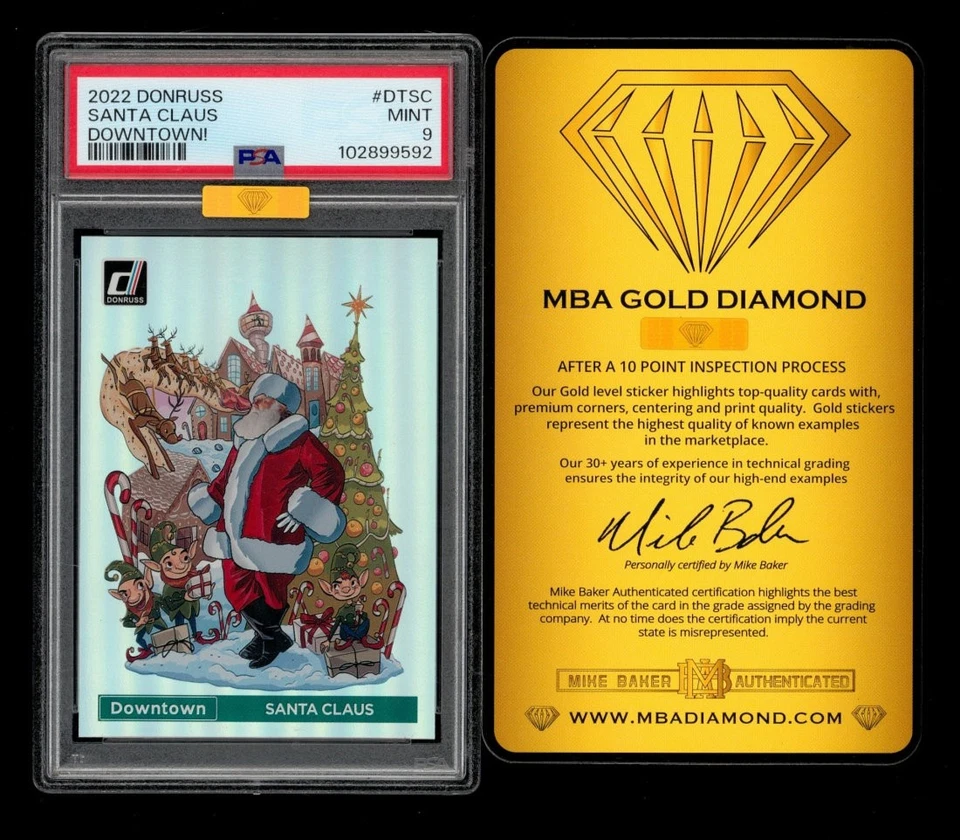 2022 Donruss Downtown: #DTSC Santa Claus PSA 9 MINT, MBA Gold - 9.5