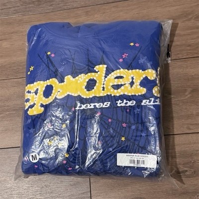 sp5der Graphic Print Blue Men's Regular Hoodie Sweatshirt Size M