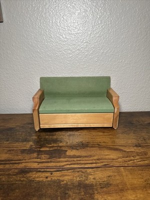 Vintage Strombecker Doll House Furniture Wooden Sofa Bed Pull Out Sofa