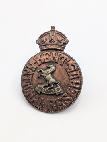 Original WW1 British Army Cap / Hat Badge - Kent National Reserve. Rare Military