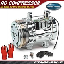Ac Compressor With 6-groove Pulley For Sanden Sd7 Style Serpentine Belt Mini