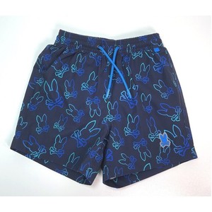 Psycho Bunny Boys Swim Shorts Navy Bunny Skull Print Elastic Waist Size 4/XXS