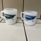 Vintage Mountain Chalet Snowmass Resort Aspen Coffee Mugs Federal Milk Glass MCM