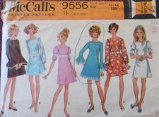 Vtg 1960s McCall 9556 Flounce Leg O'Mutton Sleeve Dress SEWING PATTERN 33 Bust