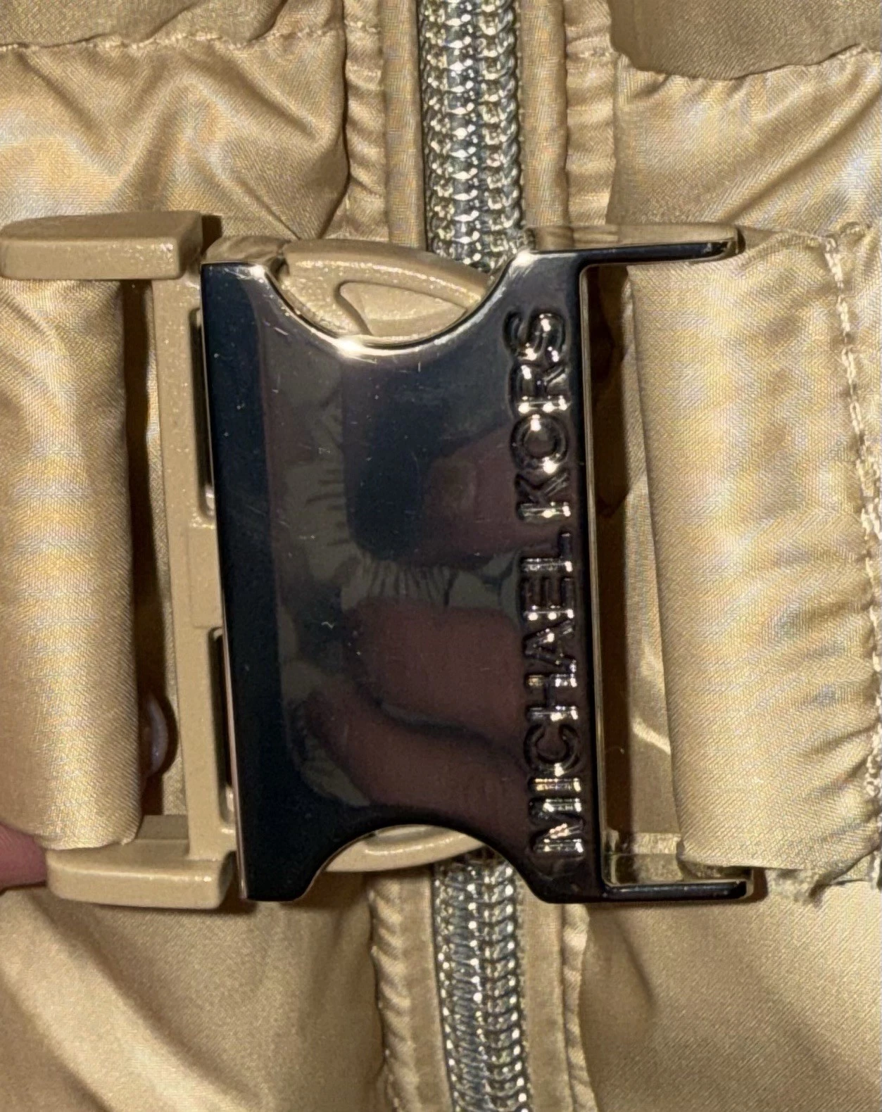 Cappotto imbottito nuovo ragazza Michael Kors kaki rimovibile pelliccia sintetica cappuccio taglia 10 12