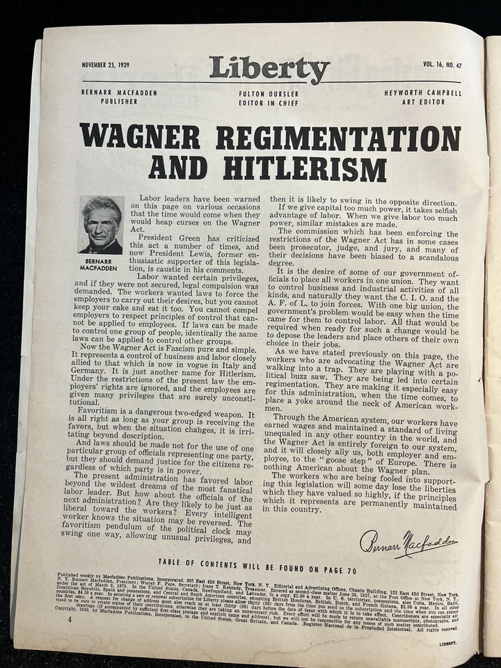 LIBERTY MAGAZINE: Nov. 25, 1939. Cover Is Not Attached But The Rest Is Intact. - Image 2 of 4