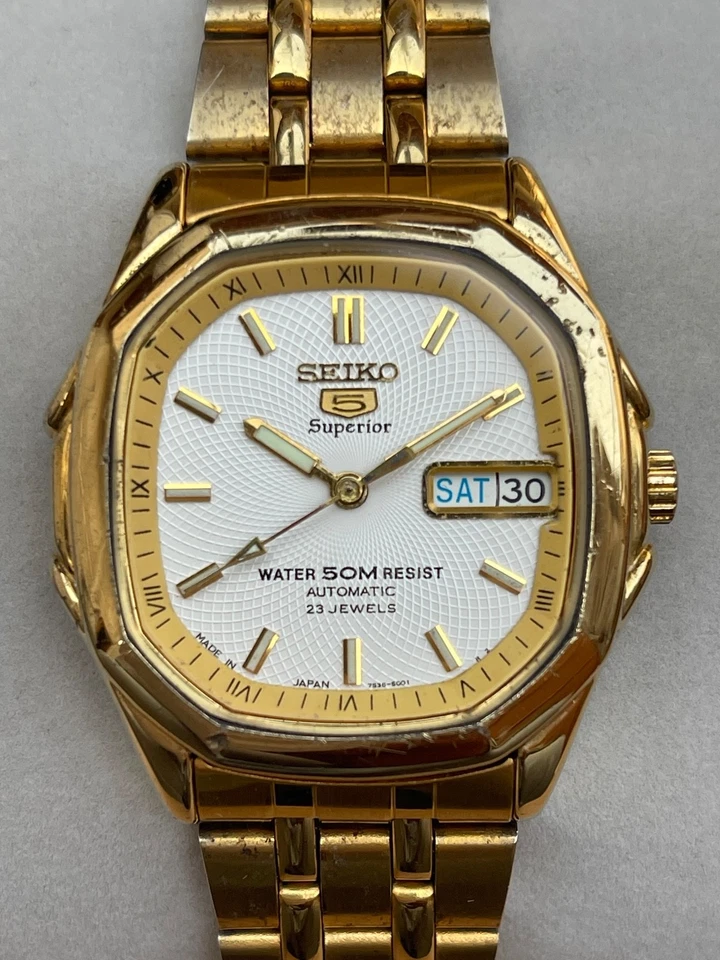 Reloj Hombre Seiko 5 Superior 7S36-5000 Día/Fecha Automático Vintage Japón Foto 4 de 4