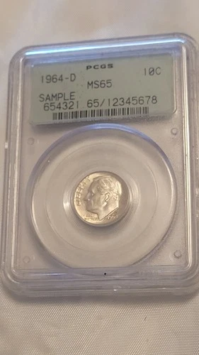 1964-D Roosevelt Dime PCGS Sample MS65 Silver Uncirculated Denver Mint