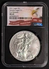 2021 SILVER EAGLE. TYPE 1. FIRST RELEASES. NGC CERTIFIED MS69. CERT.#6090008-071