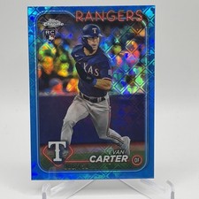 2024 Topps Chrome Logofractor Evan Carter Blue Rookie Refractor /150 Rangers 136